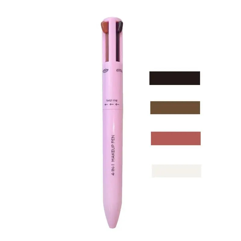 Multifunctional 4 In 1 Cosmetics Ballpoint Pen Eyebrow Pencil Revolving Waterproof And Long-lasting Four Core Makeup Tool