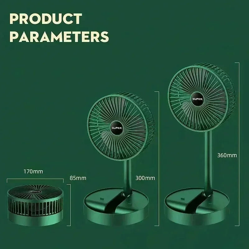 USB Rechargeable Folding Fan Household Telescopic Fan Low Noise High Battery Life Standby Mini Electric Fan